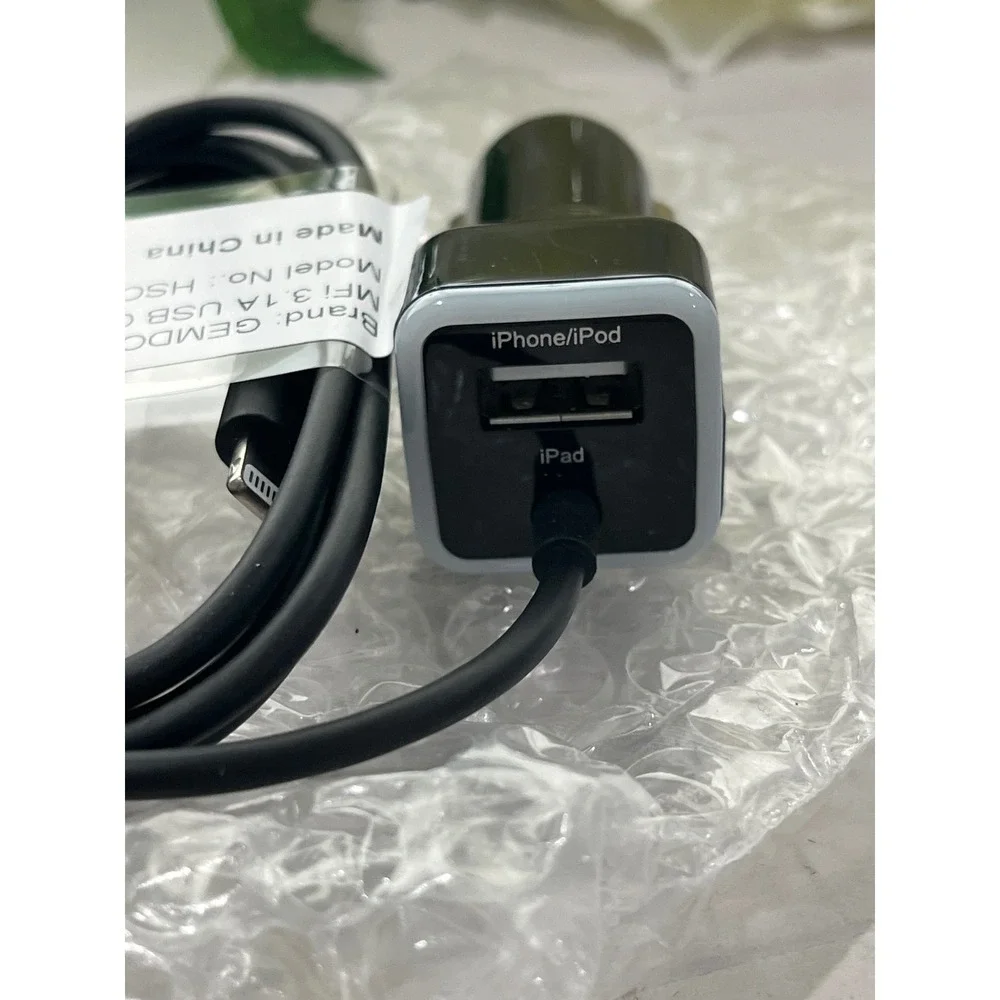 GEMDOX 3.1A‎ USB Car Charger with Lightning Cable for iPhone/iPad/iPod